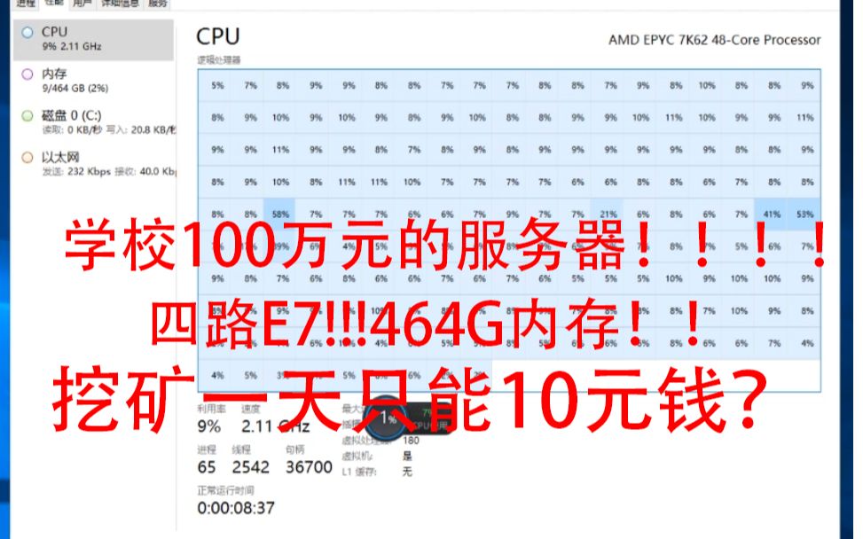 震惊!!学校100万元的华为服务器用来挖矿一天只能挖10块钱?!哔哩哔哩bilibili