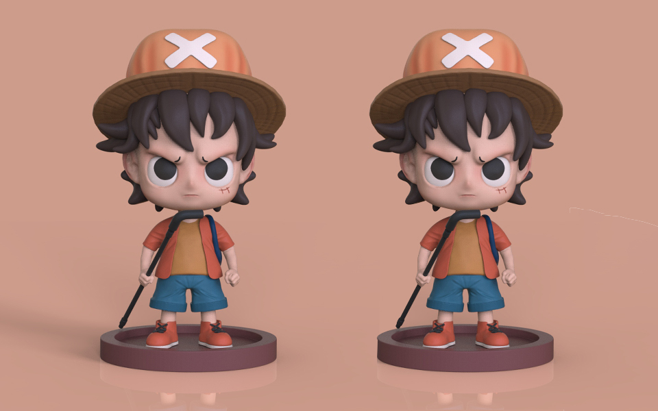 【zbrush手办雕刻】q版海贼王"路飞"手办模型雕刻,zbrush基础雕刻案例