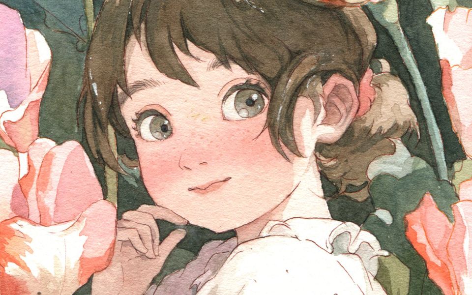 【水彩人物】小清新郁金香女孩