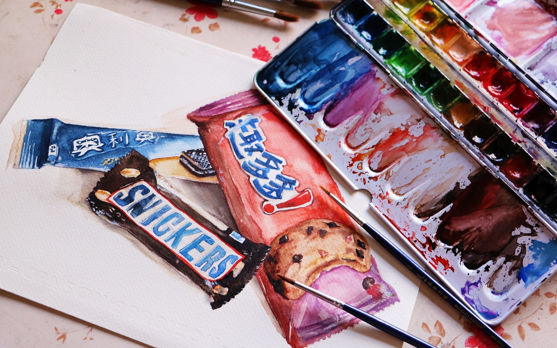 手绘用水彩画一组小零食水彩静物教程