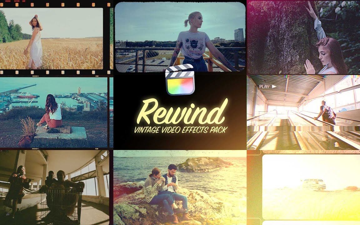 FCPX插件:复古仿旧电影胶片super8/16mm边框取景器覆盖视频素材 Rewind(7448)哔哩哔哩bilibili