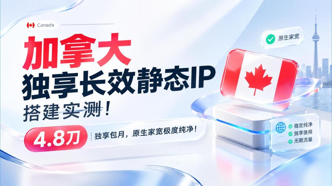加拿大独享长效静态IP搭建实测！4.8刀独享包月，原生家宽极度纯净！_哔哩哔哩_bilibili