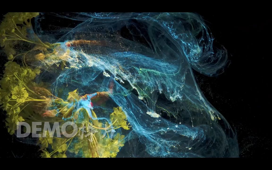 m605 唯美梦幻鲜花彩色烟雾粒子动画特效水屏裸眼3d全息投影秀超宽屏