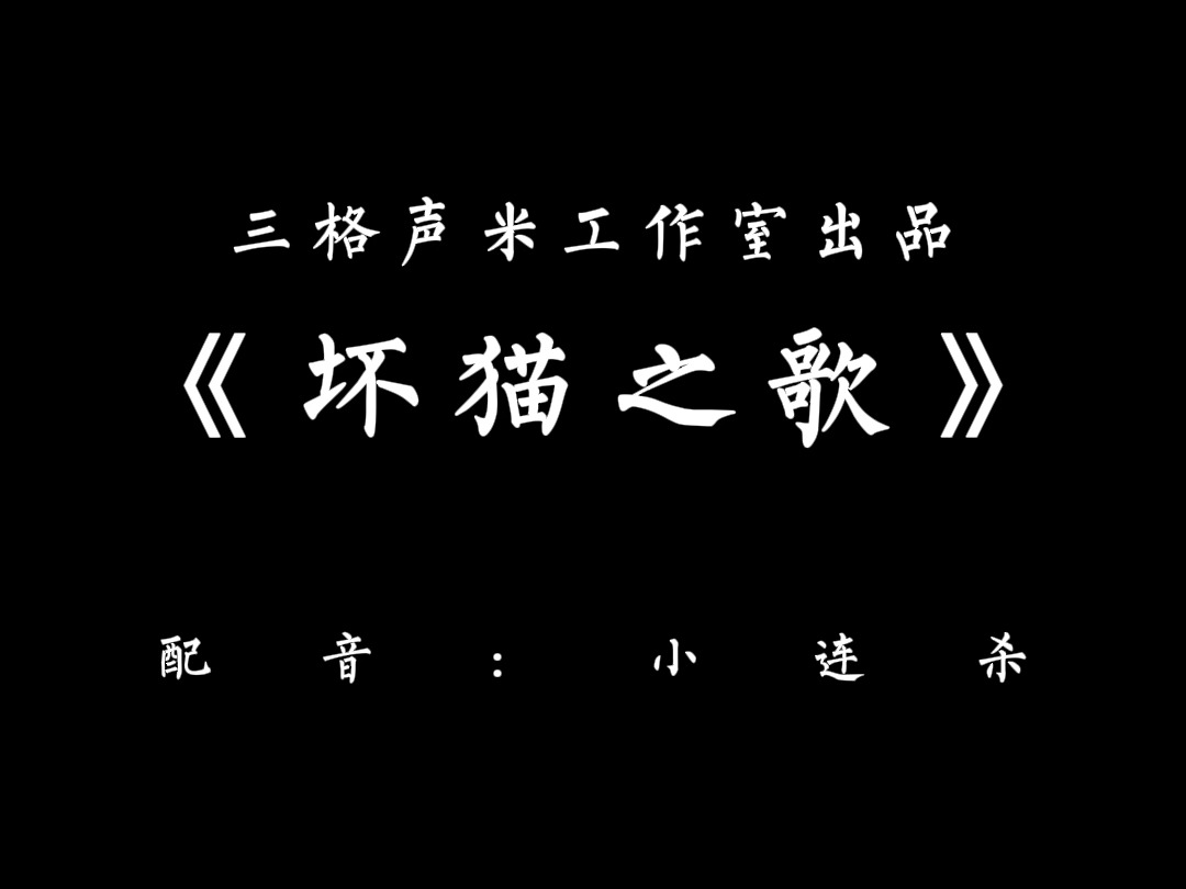 《录音棚坏猫之歌》by 小连杀哔哩哔哩bilibili