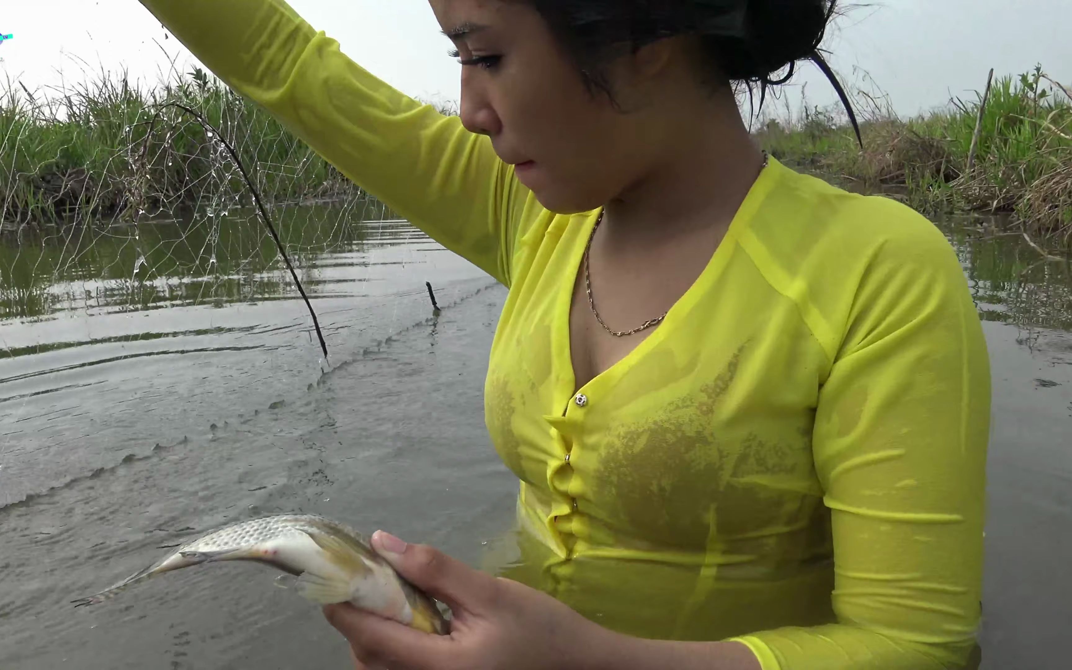 越南女人捕鱼图片