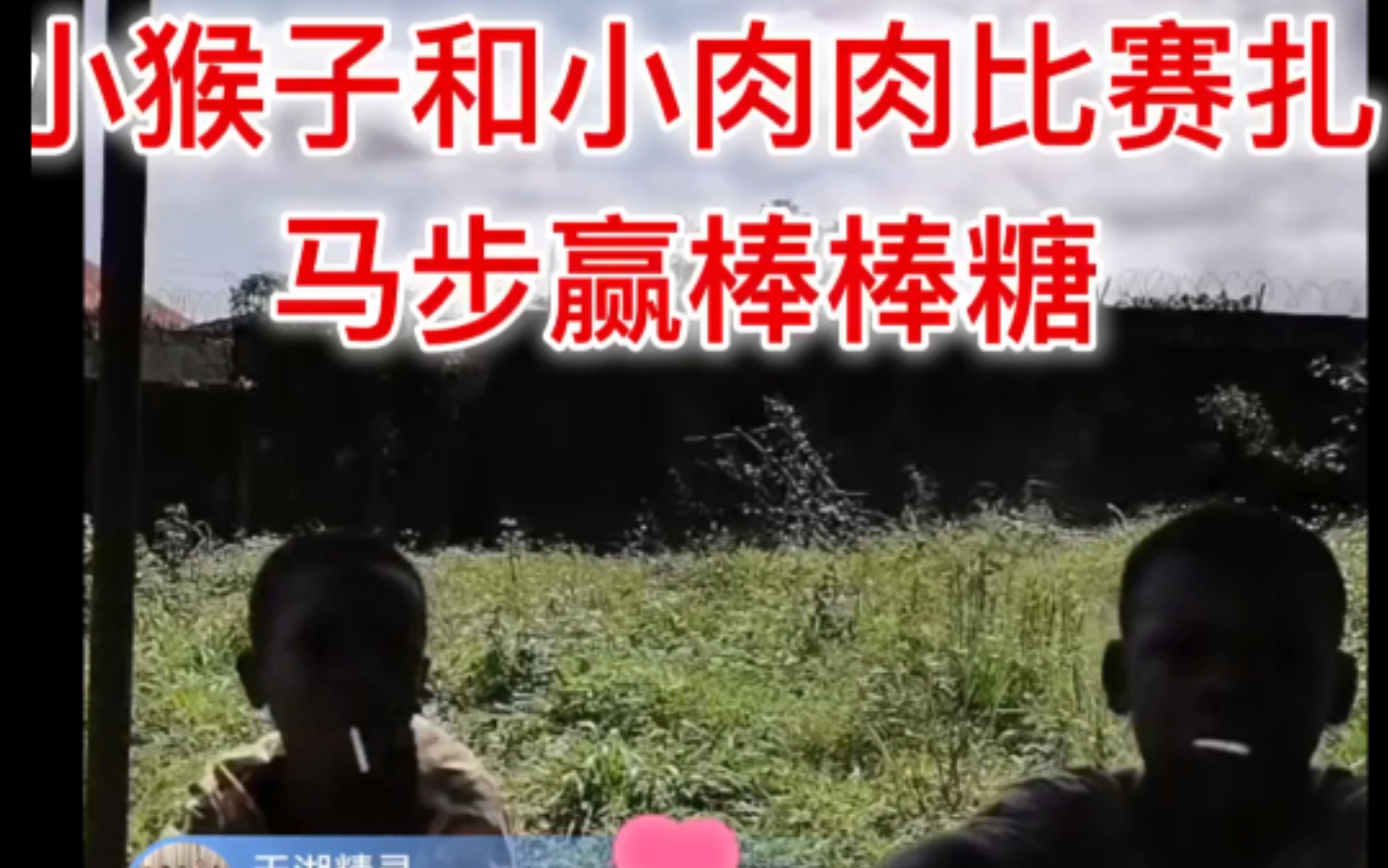 非洲飞哥直播录屏.小猴子和小肉肉扎马步比赛赢棒棒糖.
