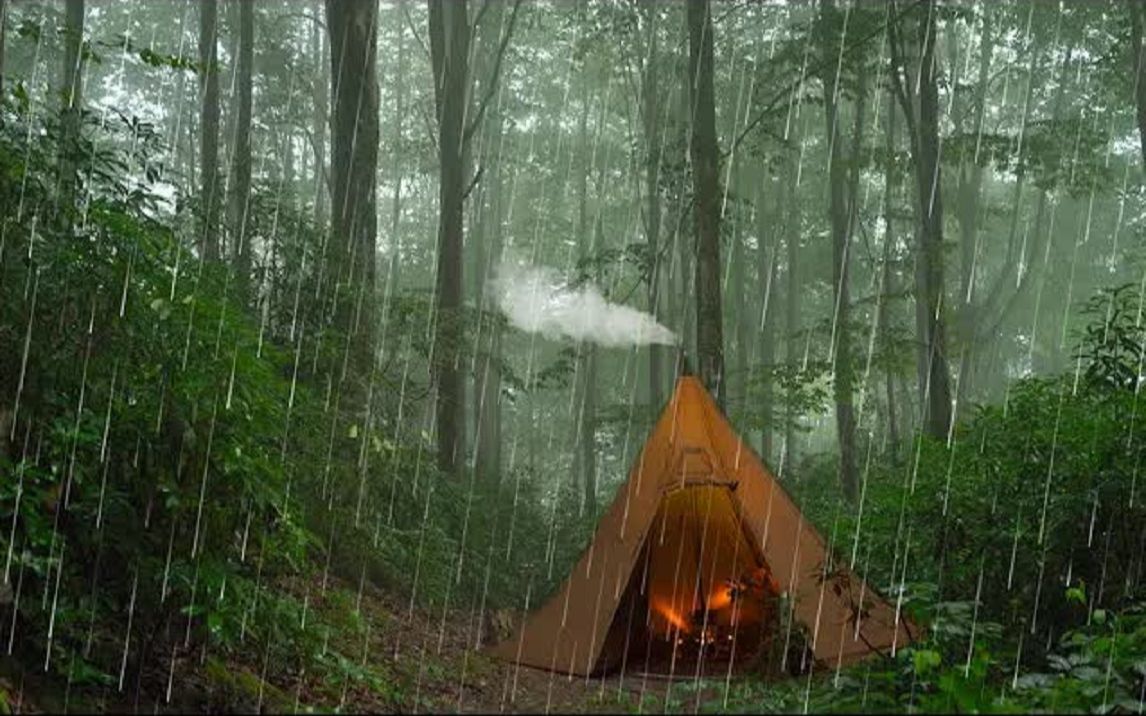 [图]大雨中露营 宁静享受的周末