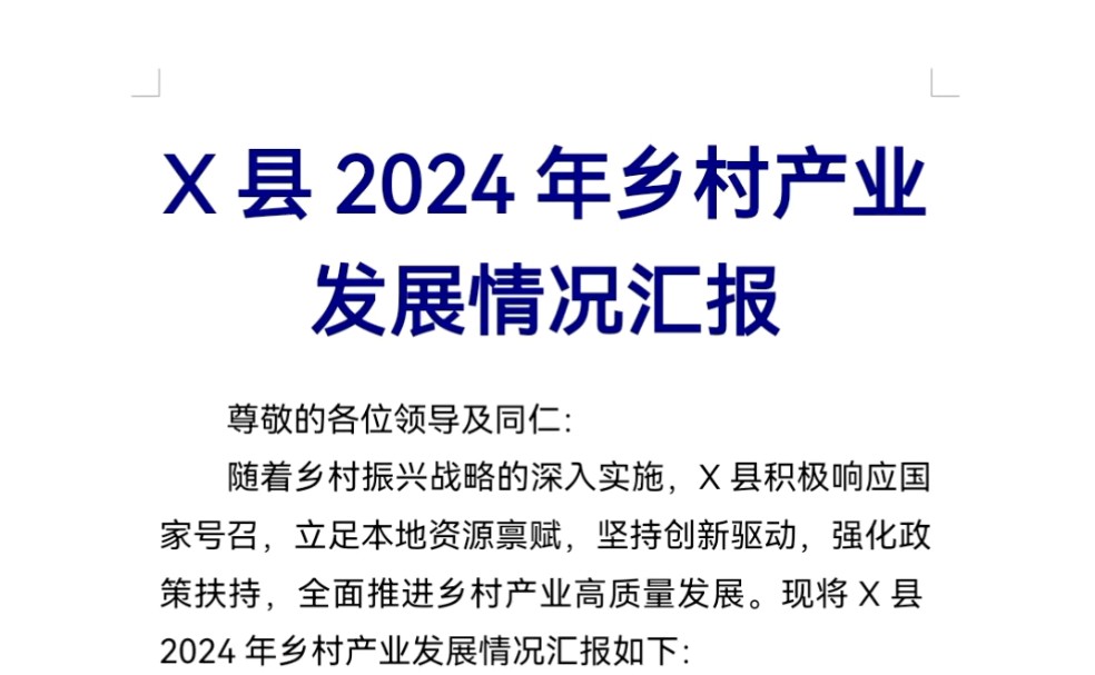 X县2024年乡村产业发展情况汇报哔哩哔哩bilibili