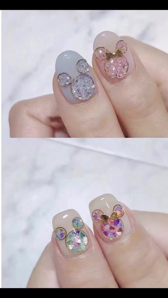 可爱米奇头美甲米奇美甲 新年美甲