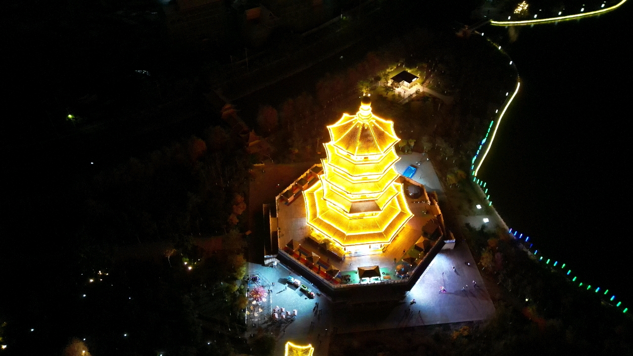 航拍小司机 | 临沧城市公园玉龙湖夜景