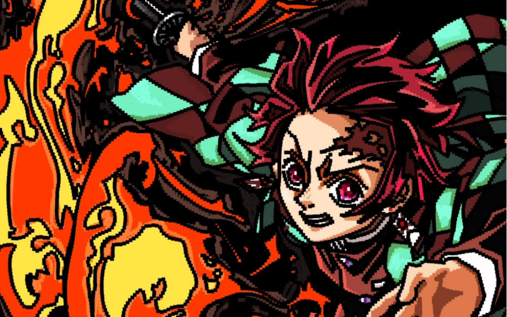 procreate像素绘画鬼灭之刃灶门炭治郎火之神神楽