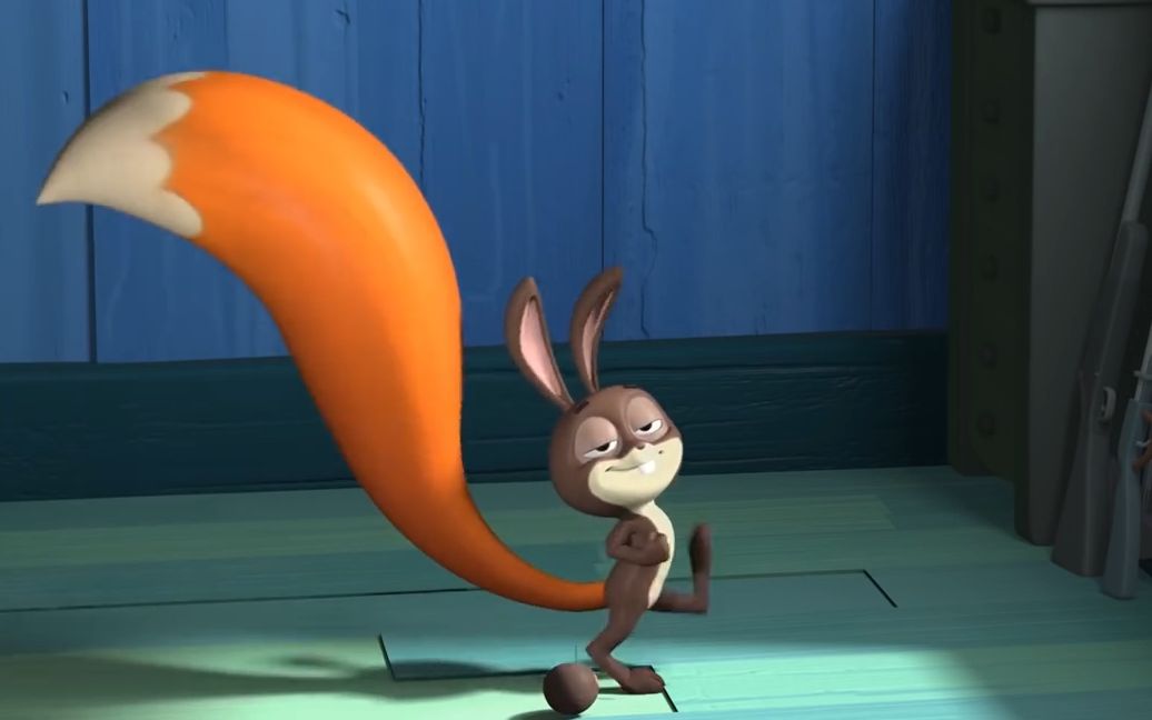 影视狐狸在兔子面前炫耀自己的尾巴下一秒尾巴就成兔子的了