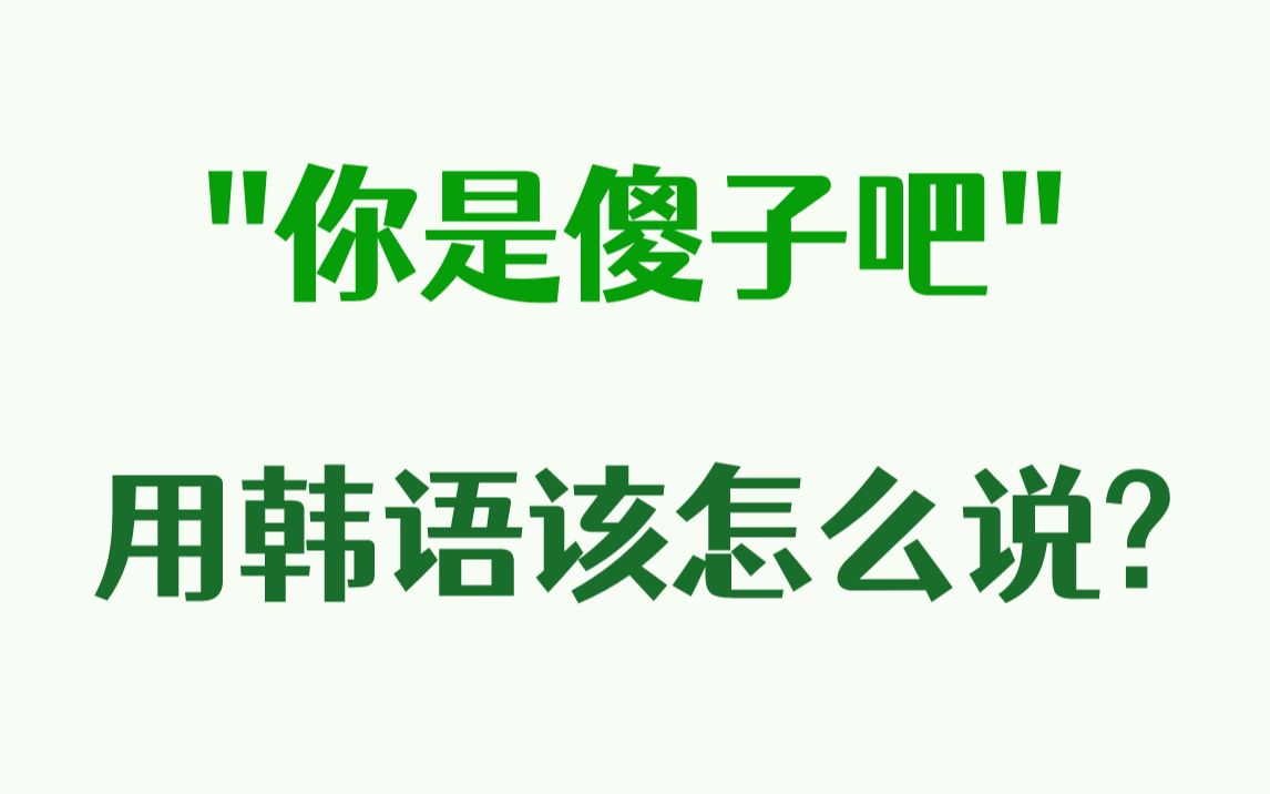 【韩语口语"你怕不是个傻子吧"用韩语该怎么说呢?