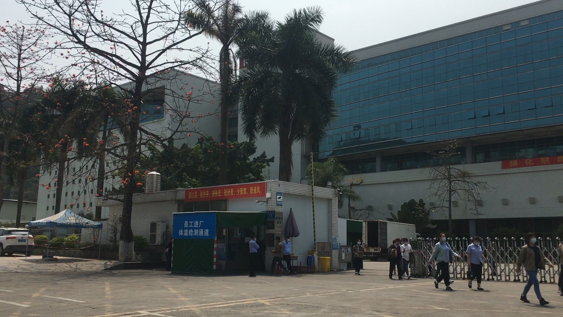 东莞康佳电子厂门口实拍,工厂基本都开工了