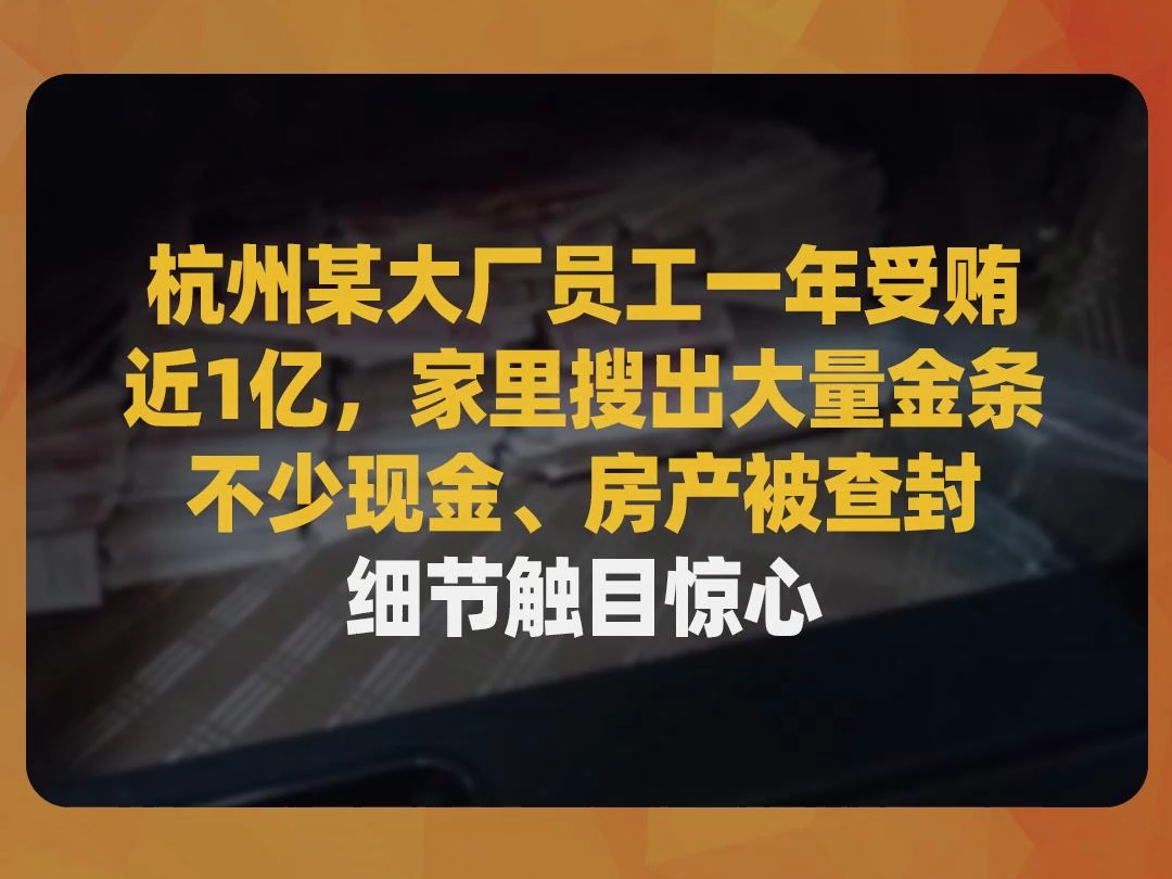 杭州某大厂员工一年受贿近1亿,家里搜出大量金条、不少现金,房产被查封,细节触目惊心哔哩哔哩bilibili