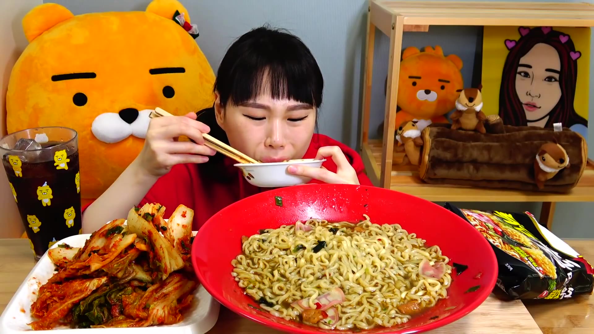 【卡妹mukbang】炸天妇罗泡面泡菜