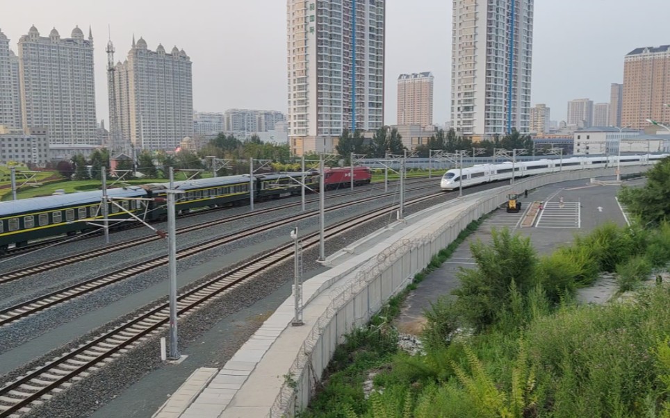 0t183(哈尔滨–三棵树车辆段)和g732(七台河西–大连北)在哈尔滨霁虹
