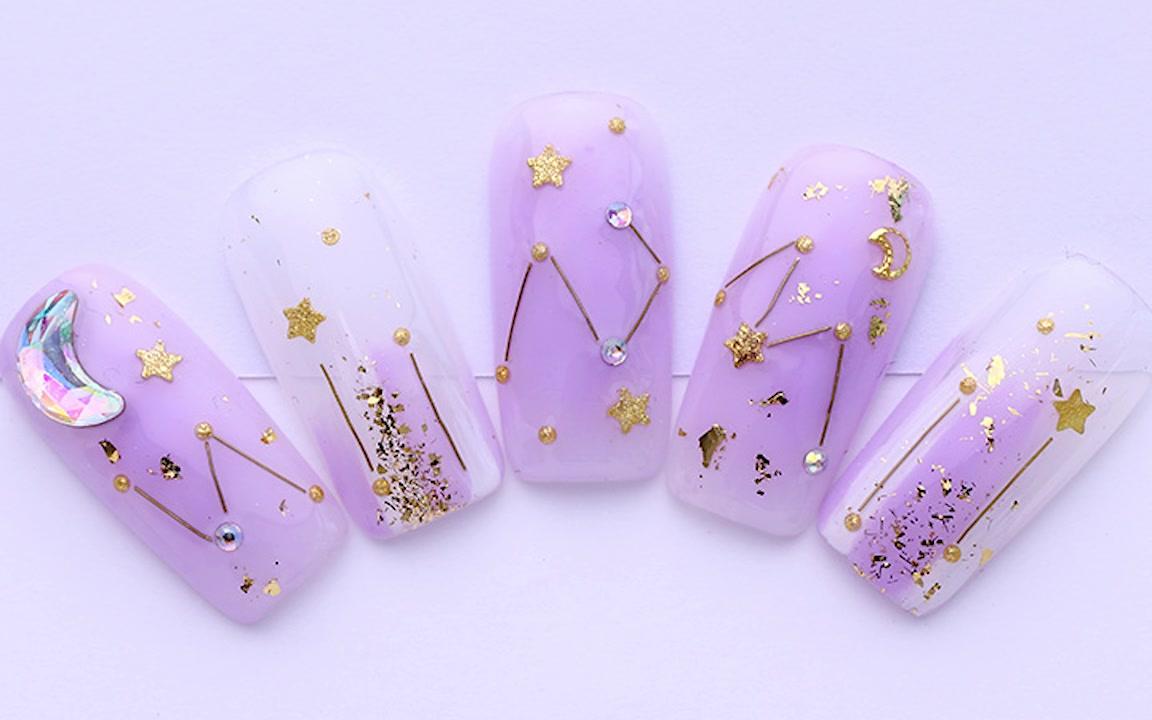 最ins的梦幻星月甲美甲教程