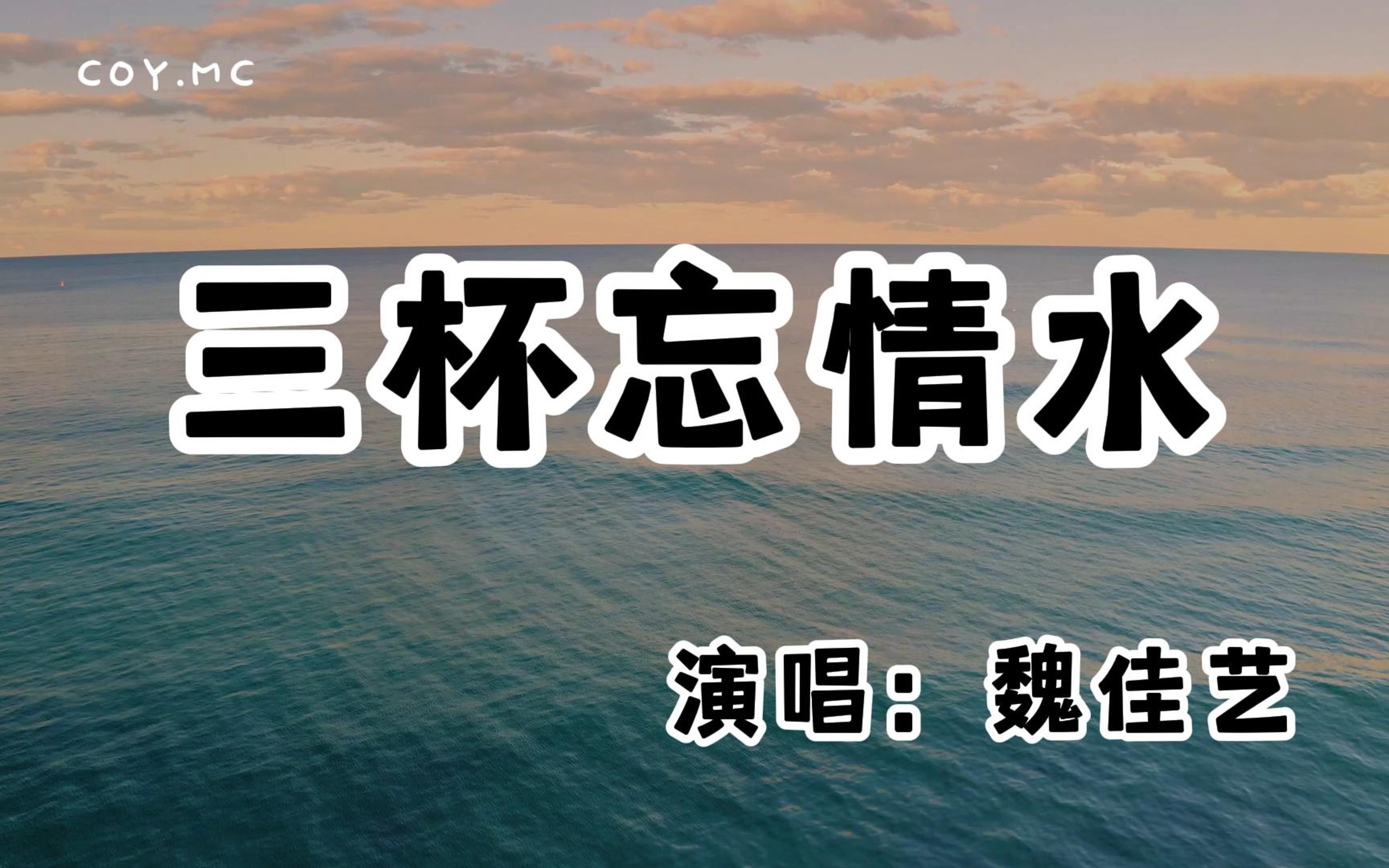 [图]魏佳艺 - 三杯忘情水『我要向天借三杯忘情的水 第一杯忘情再一杯忘悔』（动态歌词/Lyrics Video/无损音质/4k）