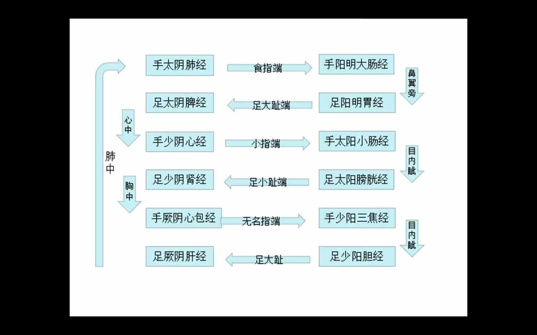 [图]十二经脉交接部位（中医考研）