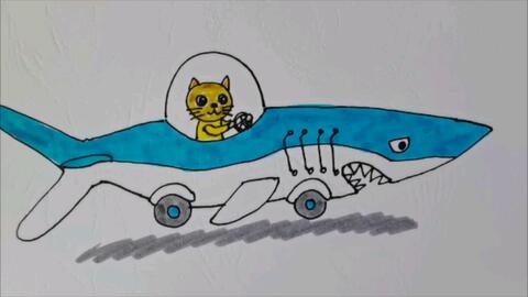 活动  【简笔画】小猫咪的鲨鱼车