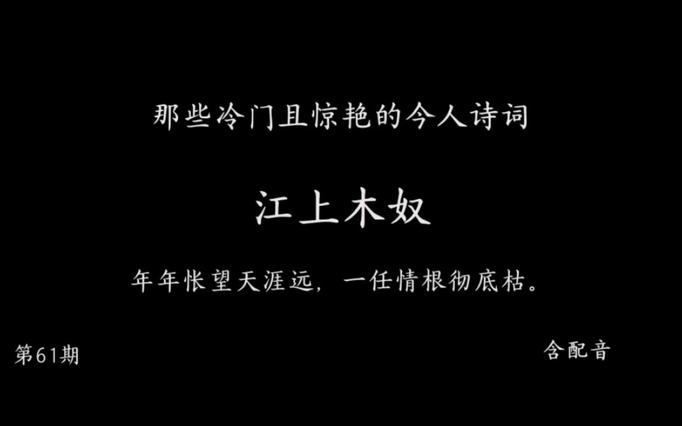 那些冷门且惊艳的今人诗词61 江上木奴 年年怅望天涯远,一任情根彻底枯.哔哩哔哩bilibili