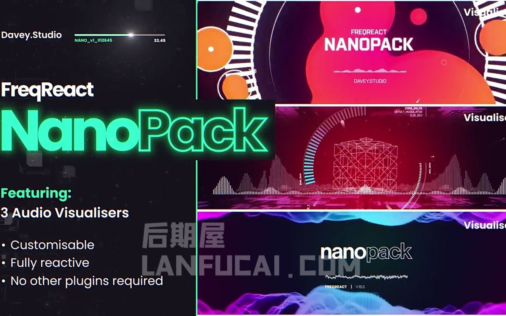 ae模板-音频可视化视觉特效动画 freqreact nano pack for after