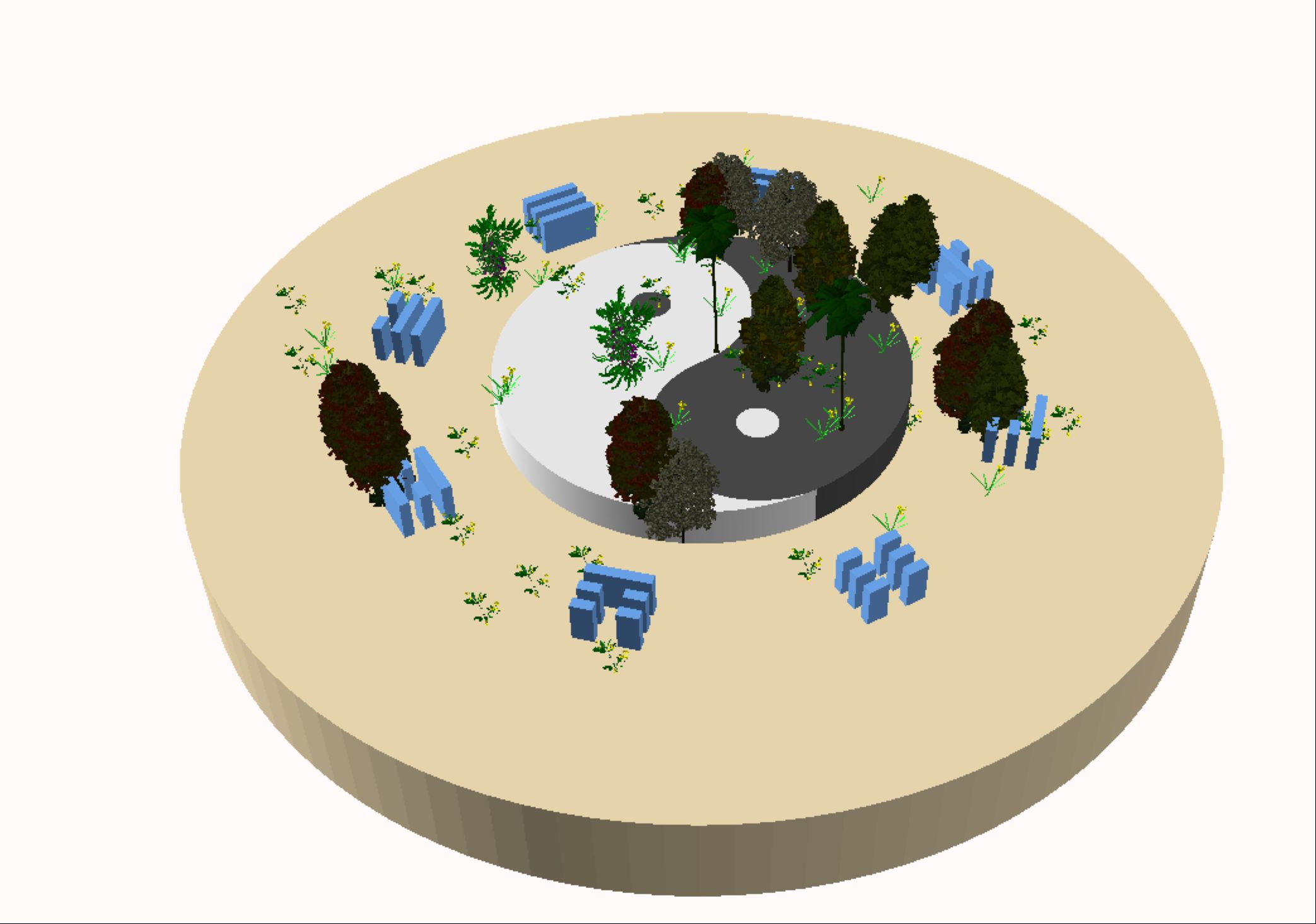 arcgis制作阴阳八卦图公园模型