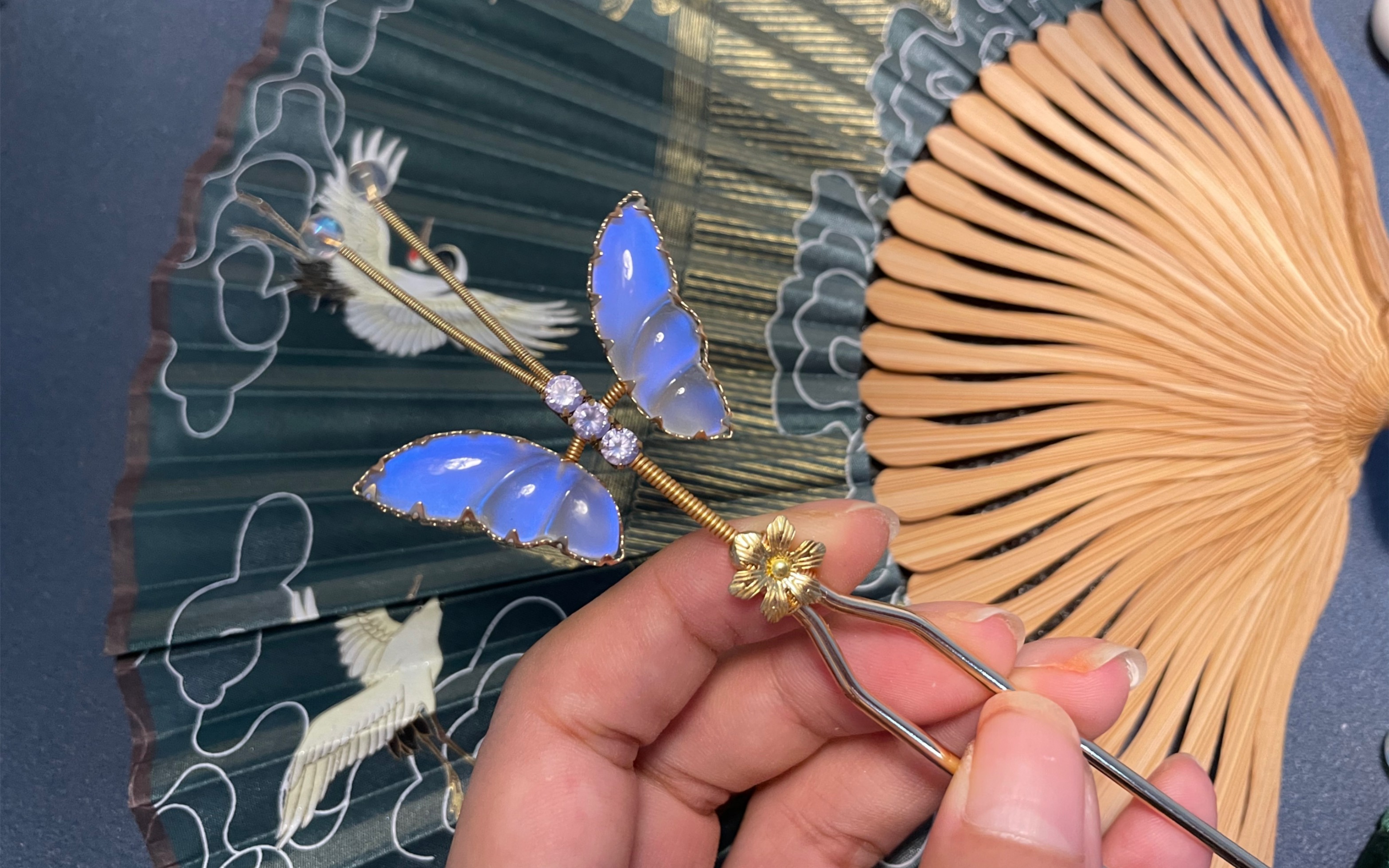 月光石蝴蝶小钗