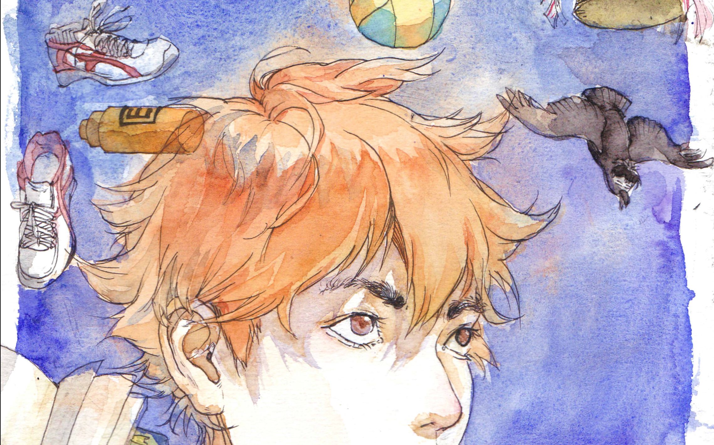 水彩过程排球少年日向翔阳