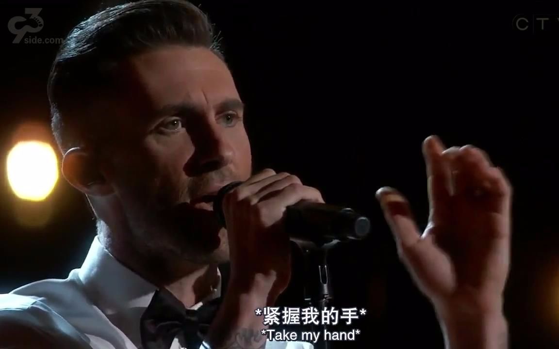 [图]Adam Levine骚当 魔力红Maroon5 lost stars 第87届奥斯卡颁奖礼 表演曲目 歌曲改变人生 begin again 主题曲