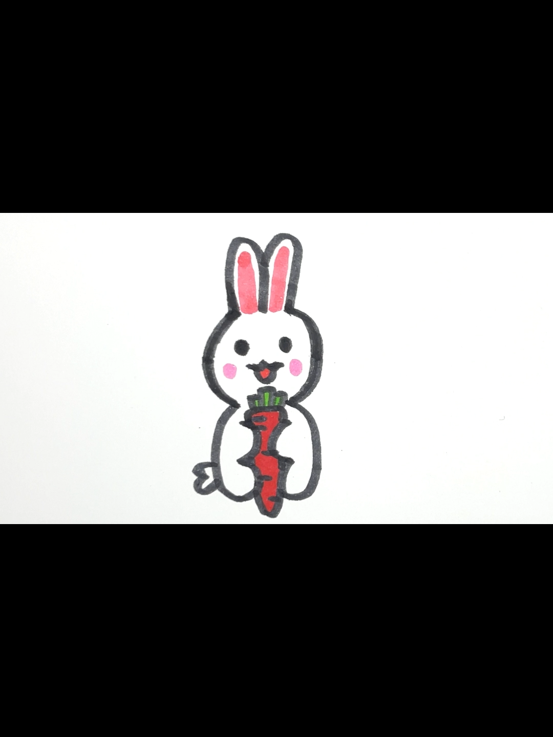 拿着胡萝卜的兔子 画画 cute animal rabbit with carrot drawing