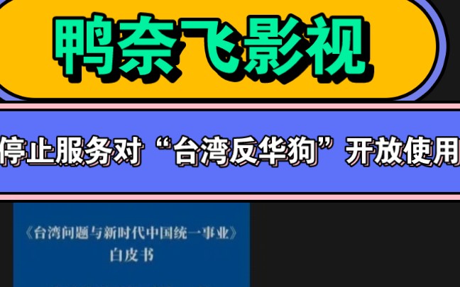 鸭奈飞影视停止服务对“台湾反华狗”.哔哩哔哩bilibili