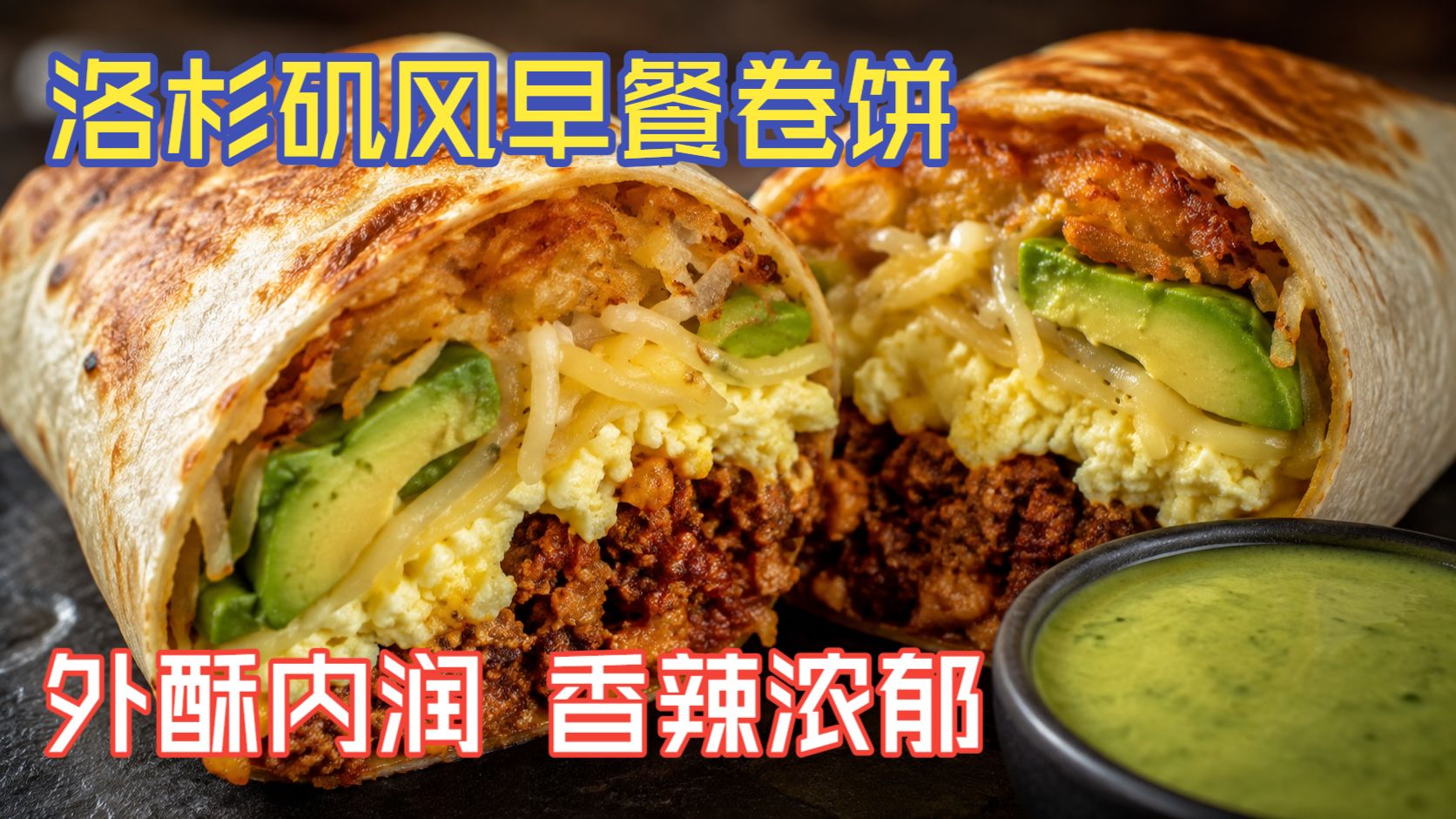 【英语食堂】洛杉矶风早餐卷饼?：自制辣味猪肉馅＋酥脆薯饼?＋嫩润炒蛋，卷好再煎到金黄焦脆！｜中英字幕