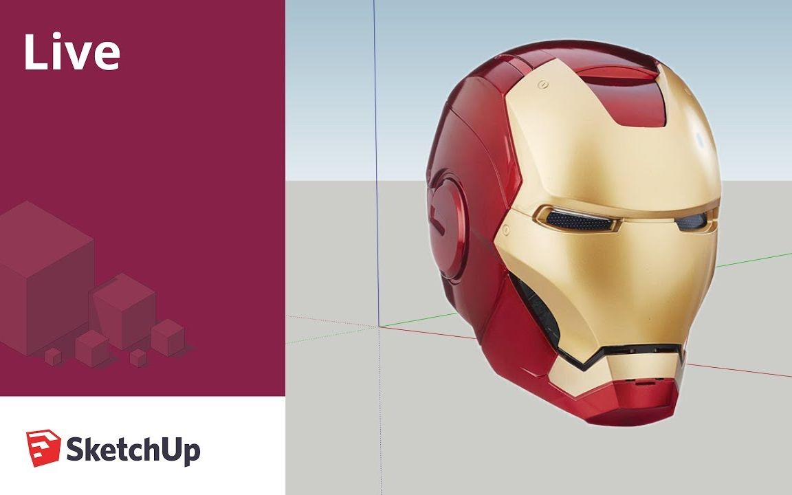 [图]硬核X3！SketchUp钢铁侠头盔建模 用于3D打印 | Modeling Iron Man's Helmet to 3D Print