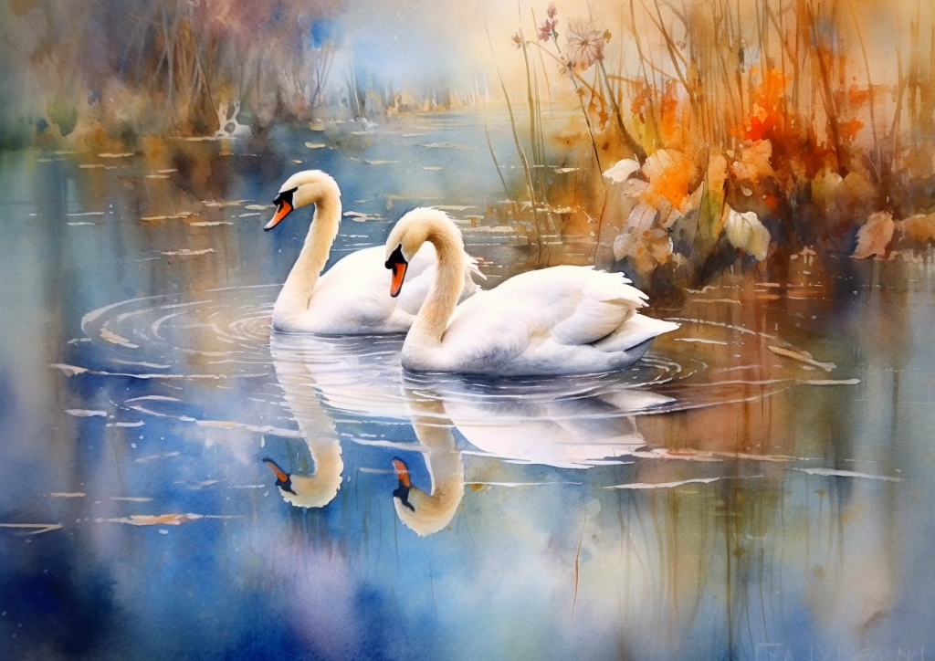 ai水彩:天鹅