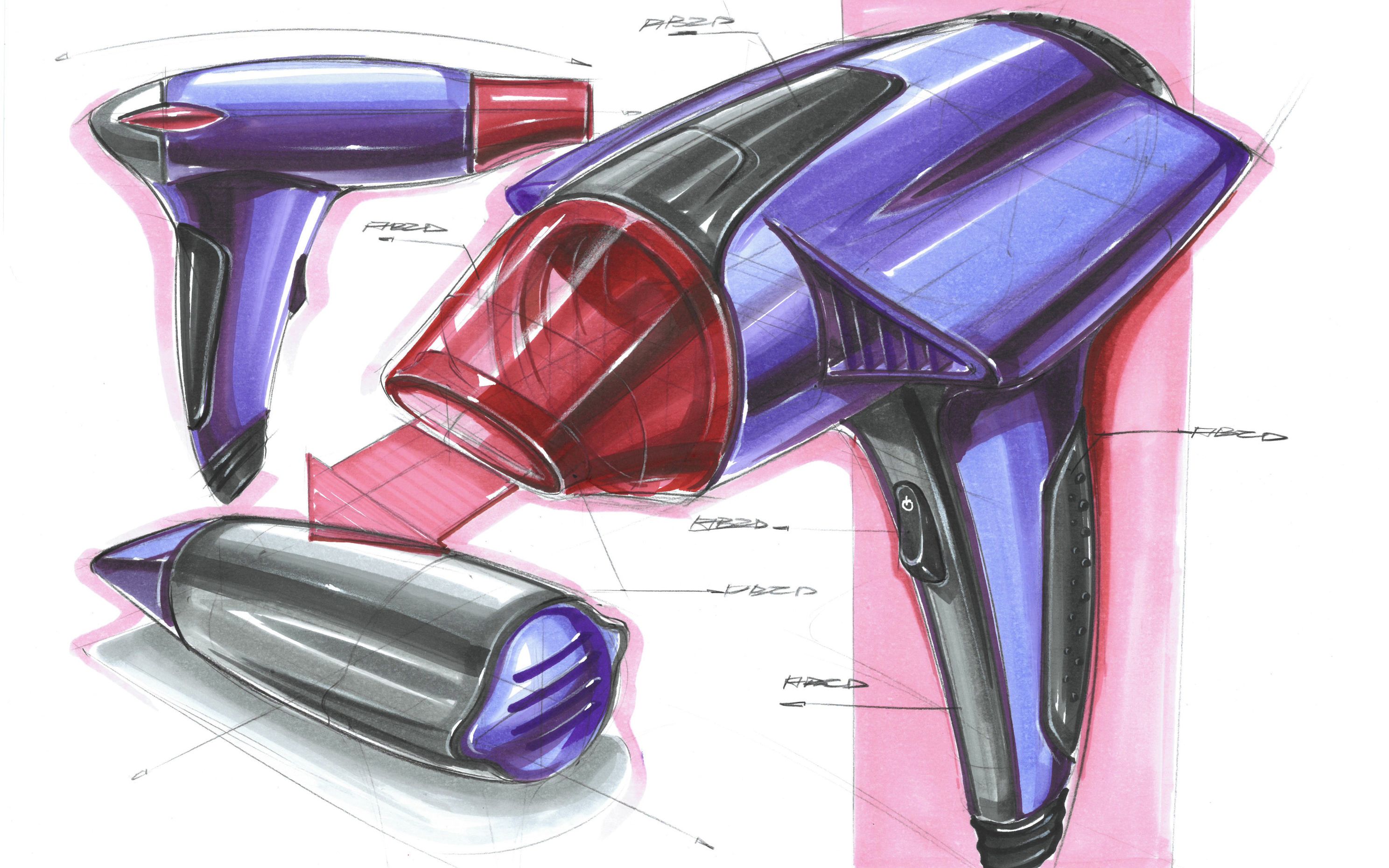 吹风机手绘图产品设计图片