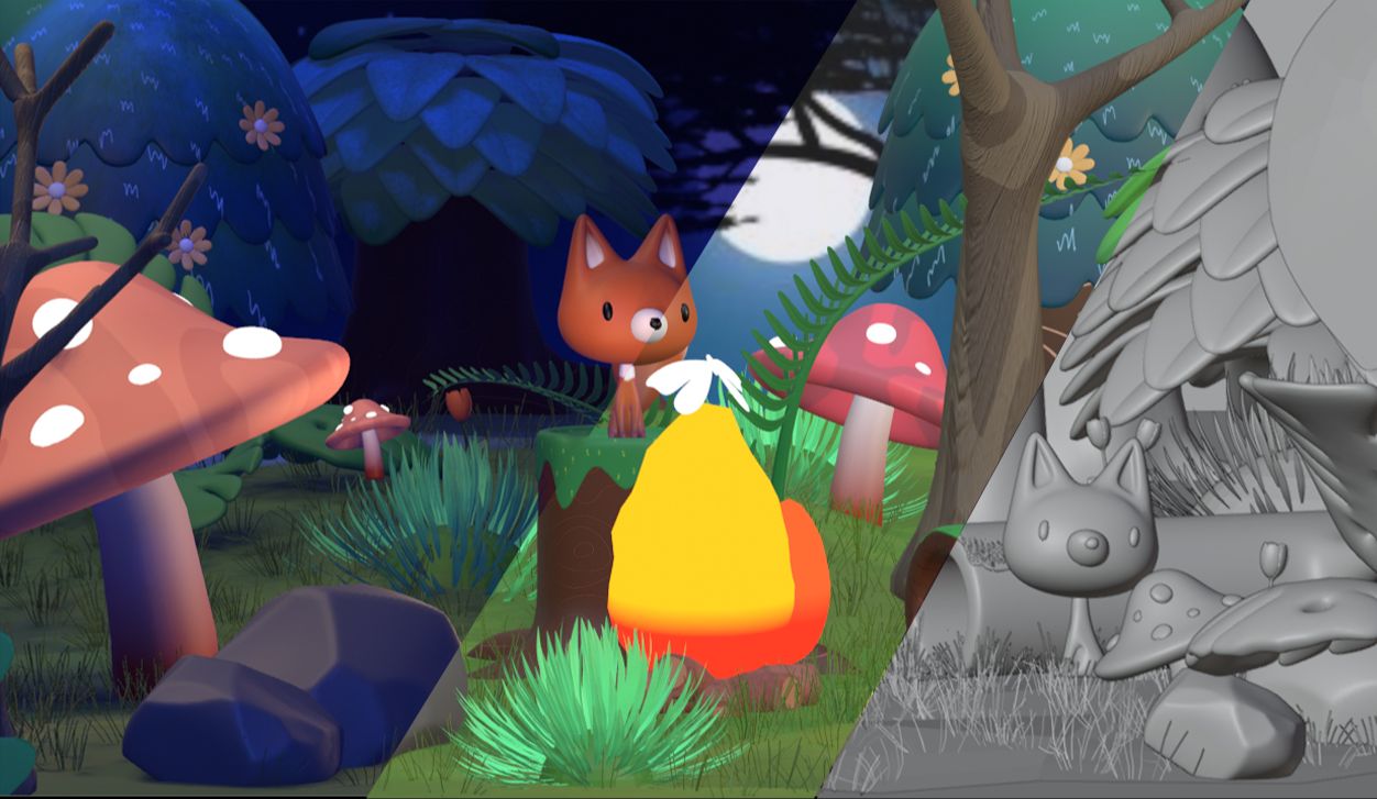 数媒新生初学blender制作的森林场景动画