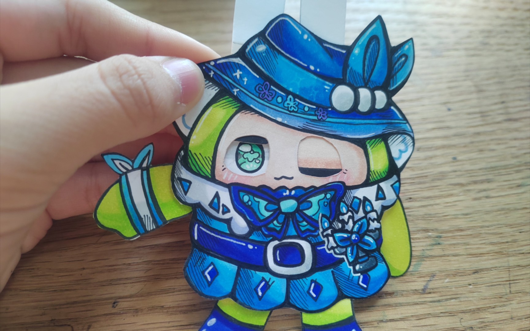 【蛋仔派对】蛋仔小绿可动纸偶(71˙▽˙71)