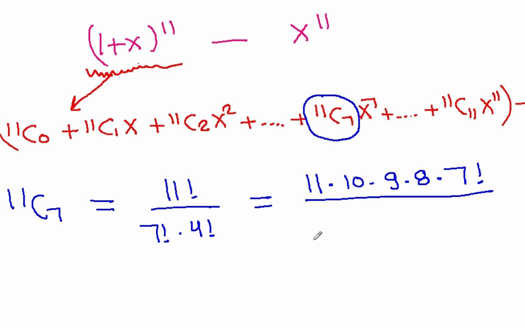 find coefficient of x^n binomial expansion geometric progression