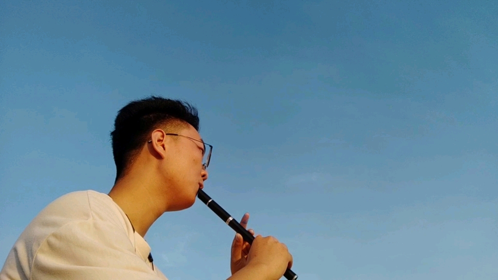 手机里存的在老家海边吹哨笛的视频,曲子是she moved through the