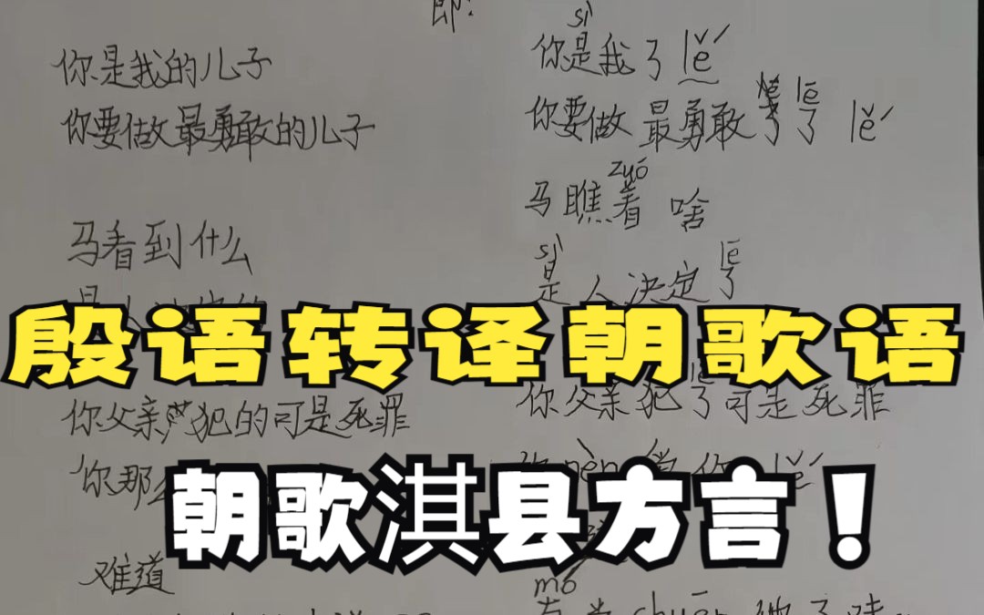 [图]尝试将部分商业殷语翻译成了朝歌本地方言并配音