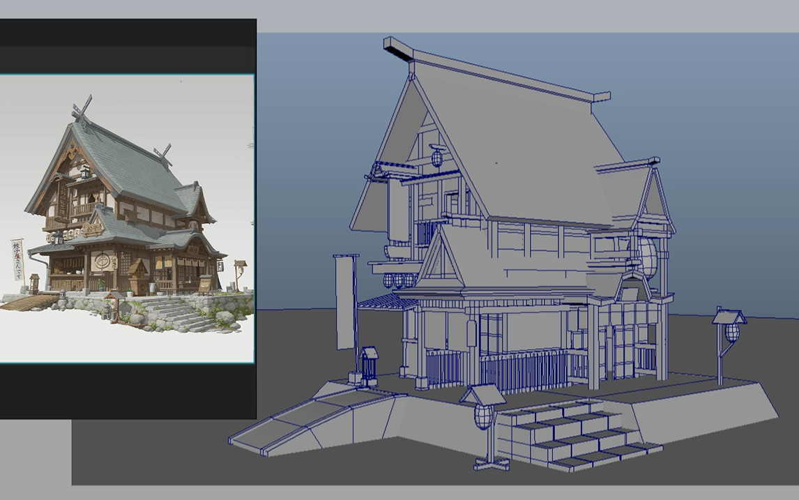 【maya】从拉box开始,简单古风场景模型搭建,maya场景结构详细讲解
