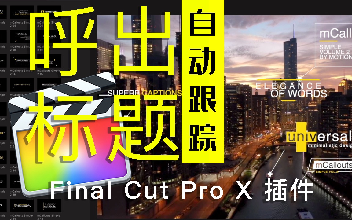 自动跟踪 标题模板 精选50款FCPX呼出线条文字title动画【Final Cut Pro X模板插件】哔哩哔哩bilibili