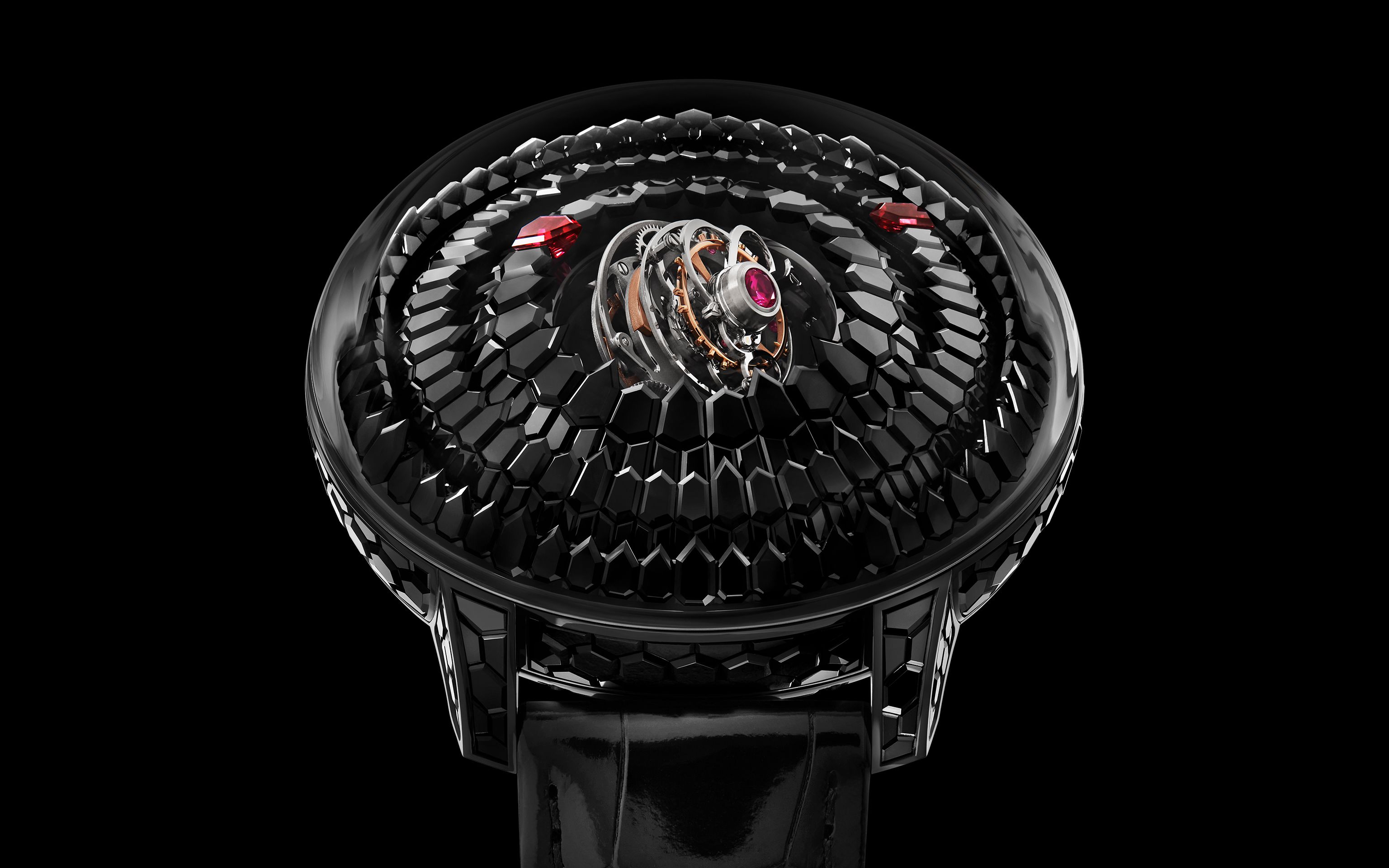 镶嵌 592 颗黑色尖晶石 杰克宝全新神秘三轴陀飞轮腕表