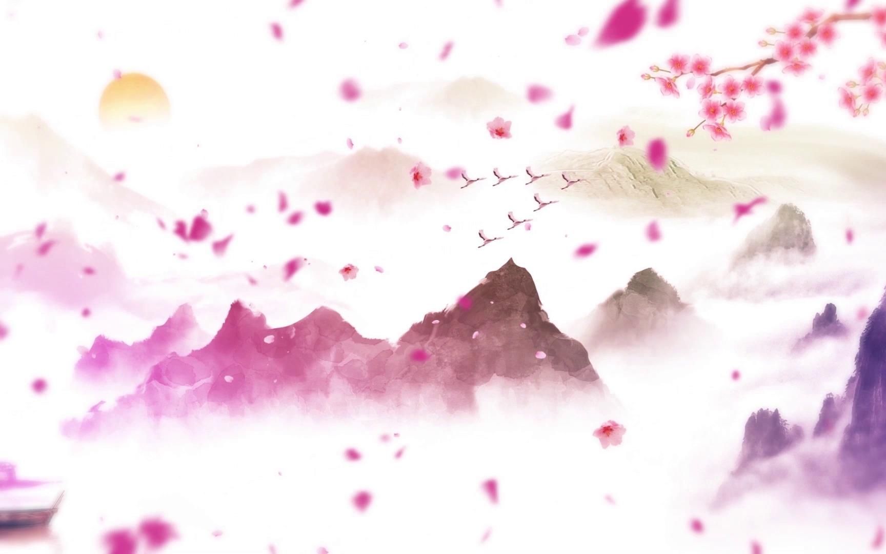 《我家住在桃花山》舞台演出节目背景视频唯美浪漫古风led大屏幕高清