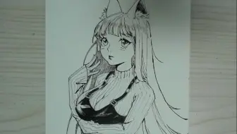 【手绘漫画】大佬极度舒适的勾线过程，小绒耳好想摸摸