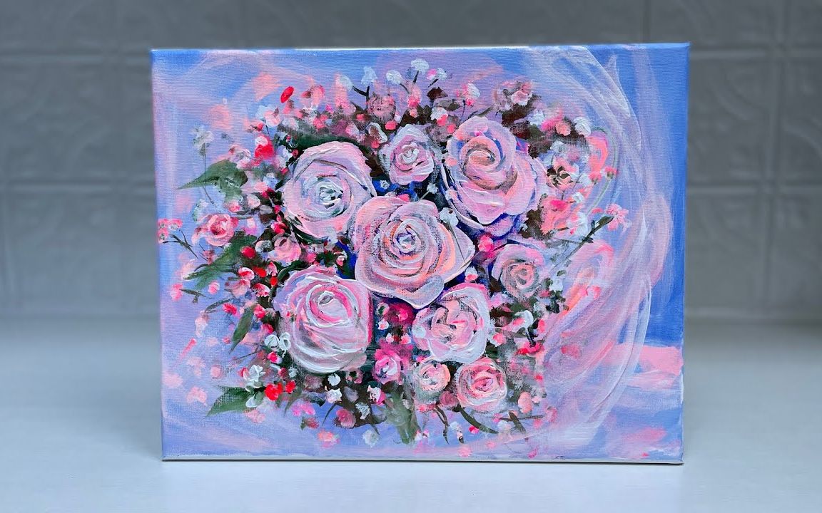 丙烯初学者适用的丙烯玫瑰花绘画教程