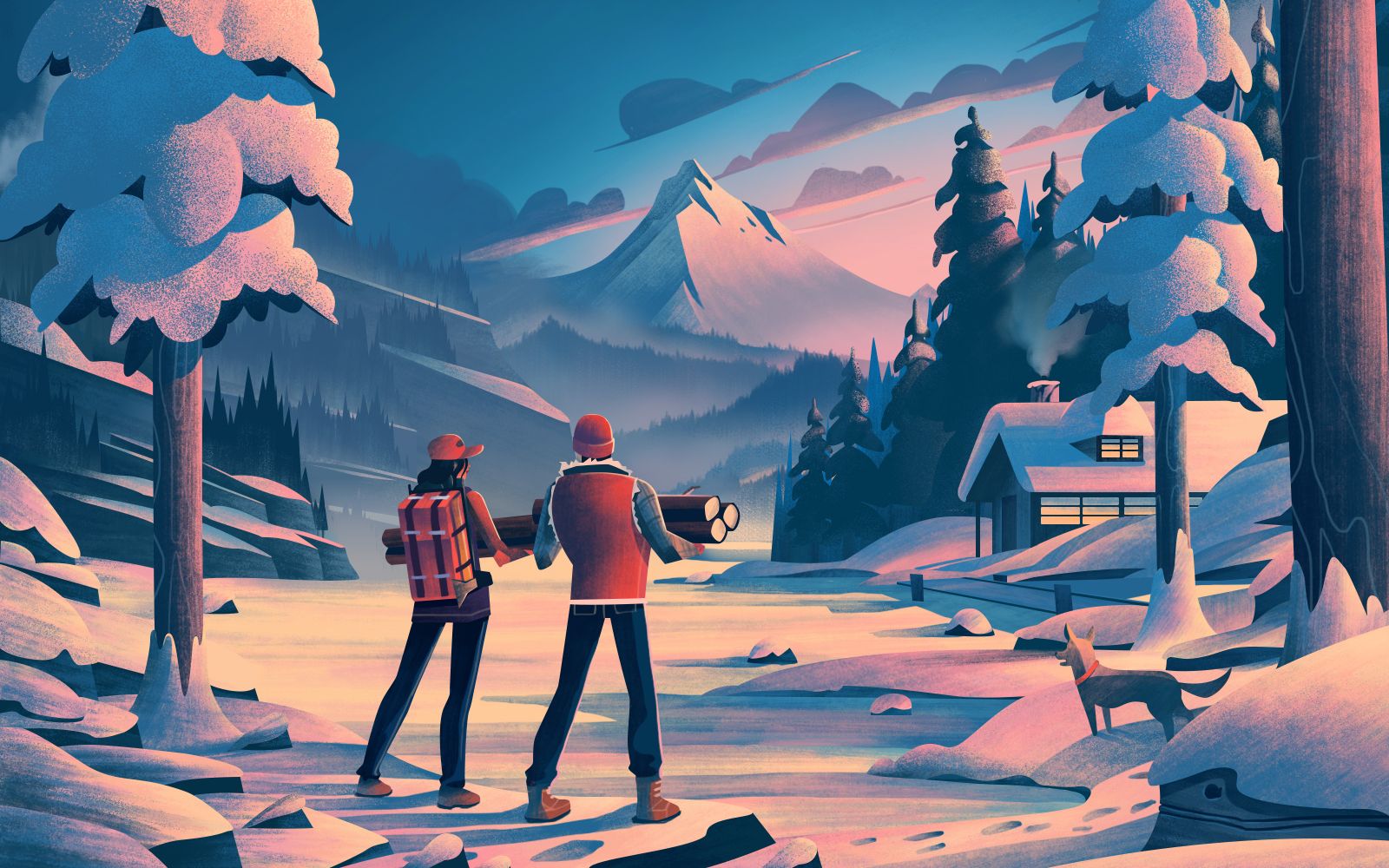 udt内部分享雪山风景插画挥之思路