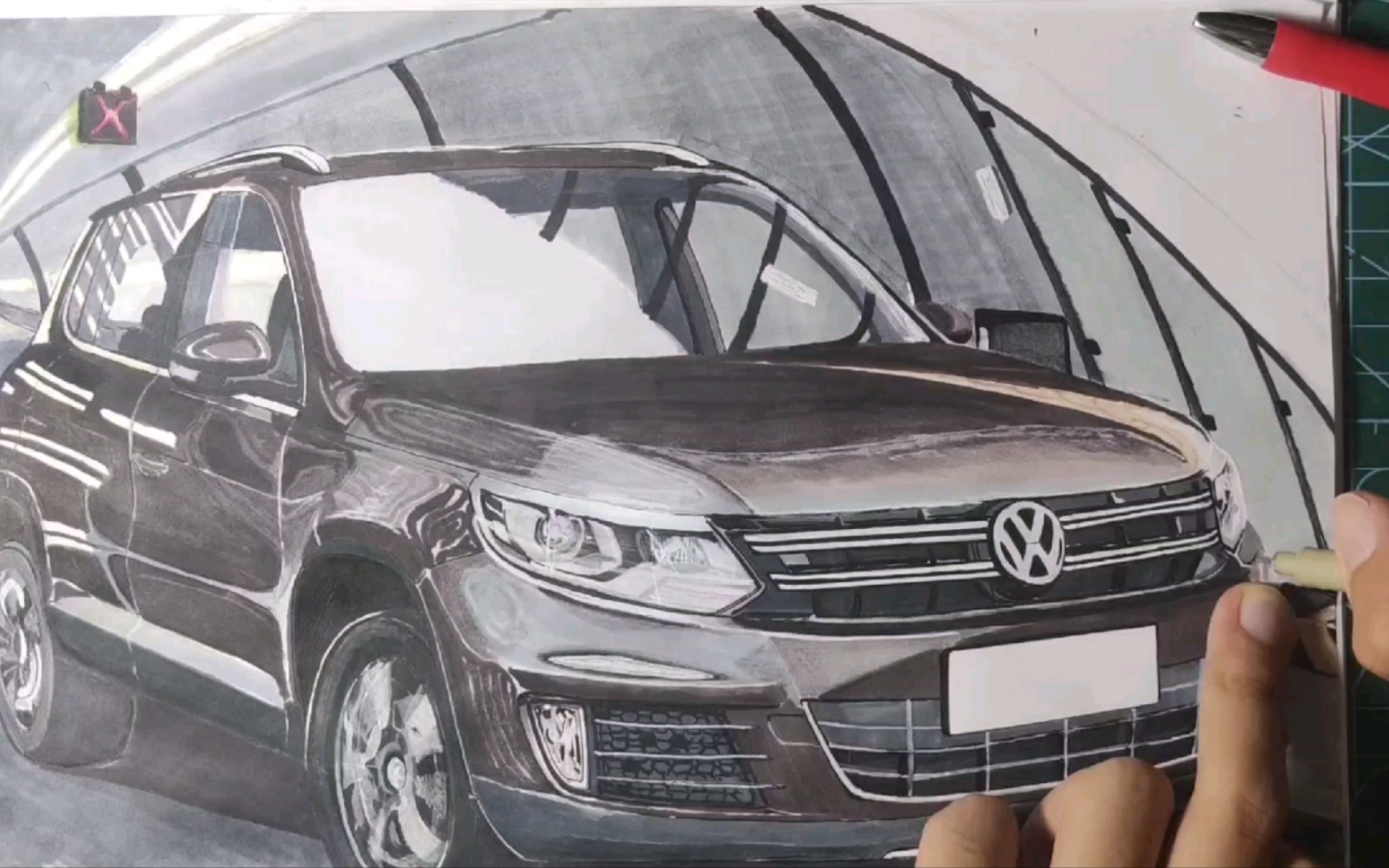 手绘汽车大众途观